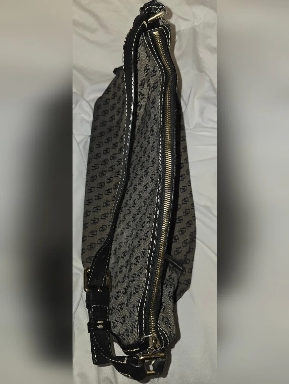 Dooney & Bourke Gray Logo Hobo with Black Trim